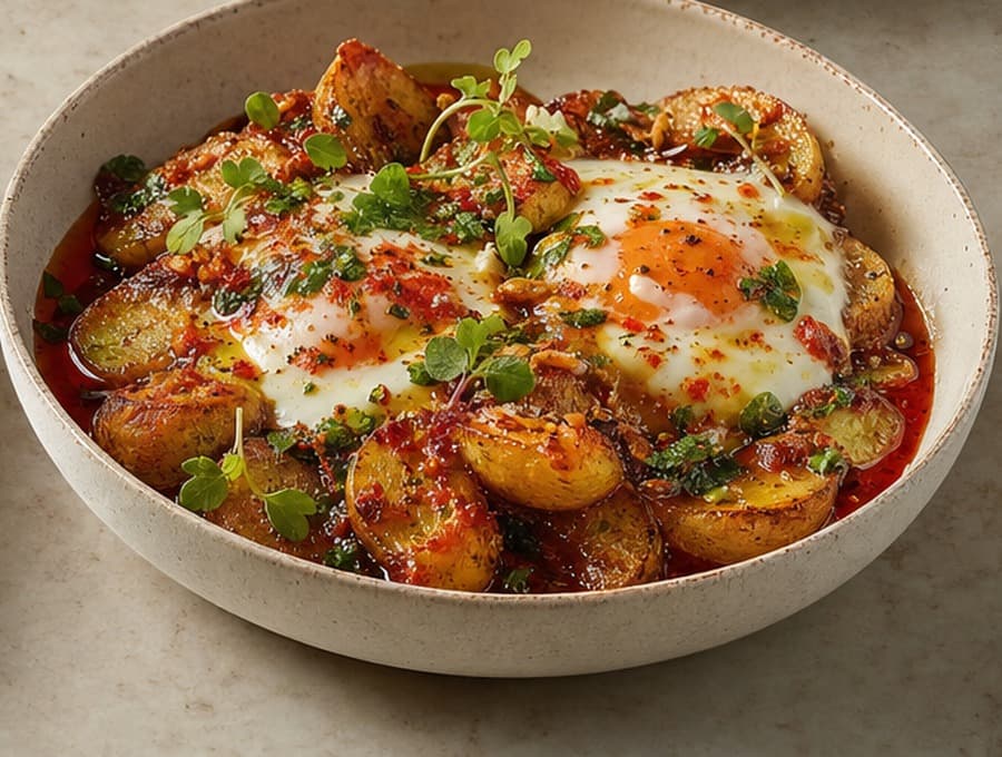 Spiced Batata & Baked Eggs
