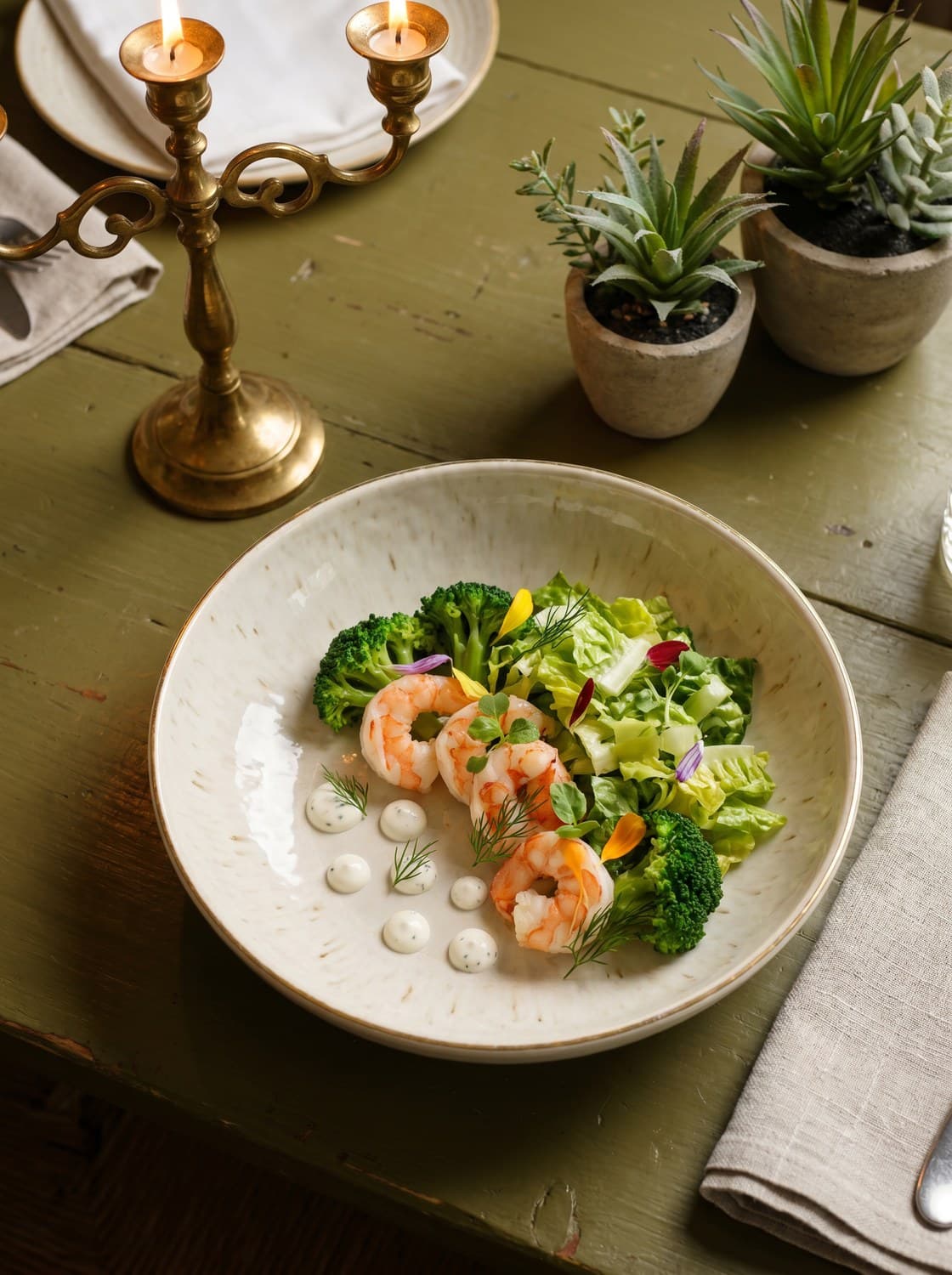 Mix Lettuce with Broccoli & Prawn
