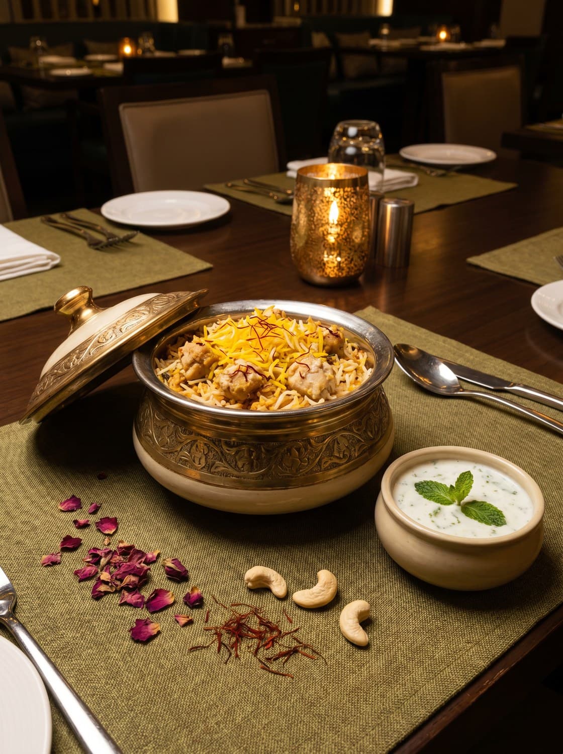 Shahi Biryani with Mint Raita